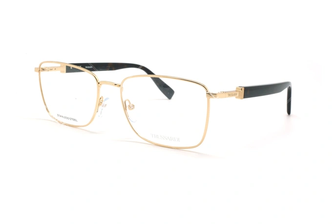 عینک طبی فلزی طلائی تروساردی - عکاسی وحدت - زاویه سه رخ