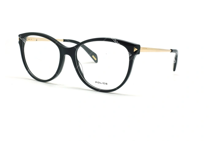 عینک طبی مشکی طلایی دسته فلزی بدنه کائوچو پلیس - عکاسی وحدت - زاویه سه رخ