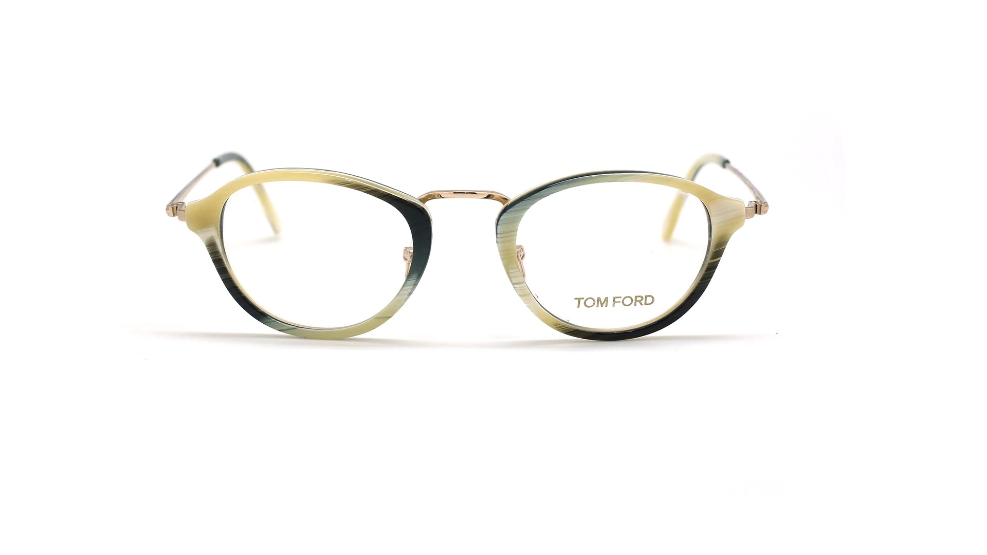 عینک طبی بیضی تام فورد - TOM FORD TF5321 - مشکی کرم - عکاسی وحدت - زاویه روبرو