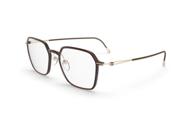 عینک طبی مربعی سیلوئت - 2927 Silhouette - قهوه ای - عکاسی وحدت - زاویه سه رخ 