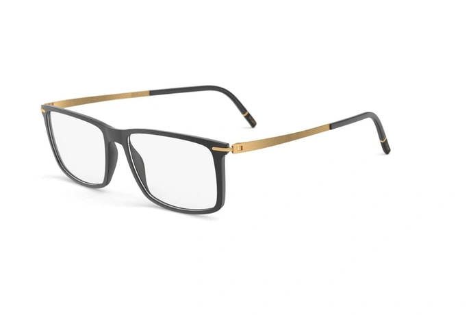 عینک طبی مستطیلی سیلوئت -2921 Silhouette SPX -مشکی طلایی - عکاسی وحدت - زاویه سه رخ 