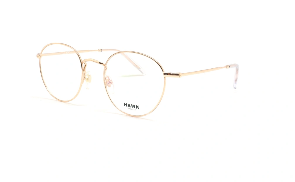 عینک طبی گرد هاوک - HAWK HW7145 - طلایی - عکاسی وحدت - زاویه سه رخ