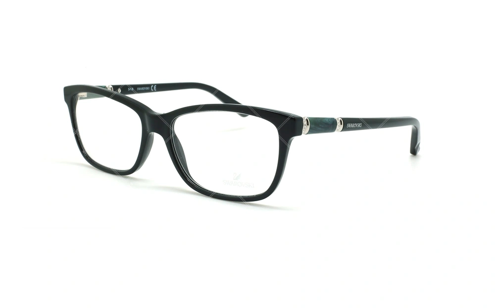 عینک طبی مستطیلی سواروسکی - Swarovski Elame SW5158- مشکی - عکاسی وحدت - زاویه سه رخ 