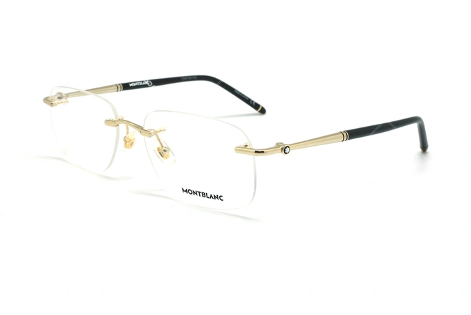 عینک طبی گریف مون بلان - MONTBLANC MB0071O - طلایی مشکی - عکاسی وحدت - زاویه سه رخ 