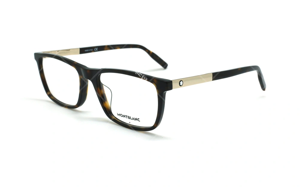 عینک طبی فلزی زیر گریف مونت بلانک - MONTBLANC MB0021O -قهوه ای هاوانا - عکاسی وحدت - زاویه سه رخ