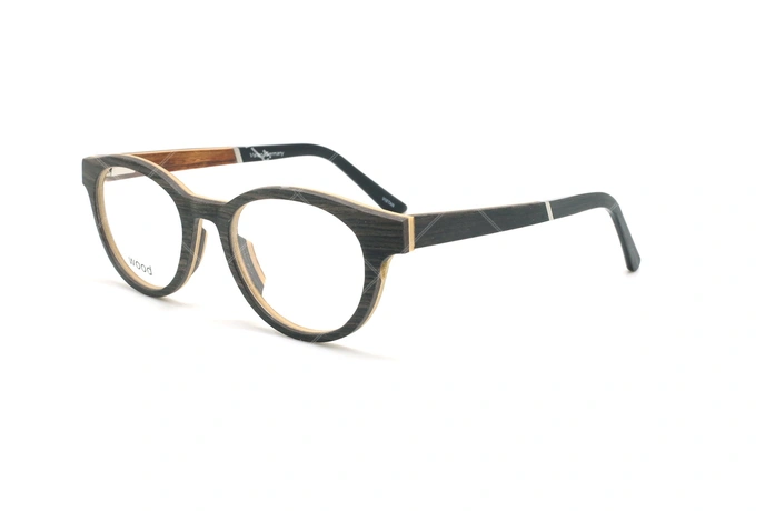 عینک طبی بیضی ویستان VISTAN 6111 - چوبی - عکاسی وحدت - زاویه سه رخ 