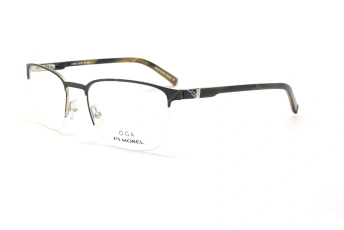 عینک طبی زیرگریف  اگا - OGA 10108O - مشکی نقره ای- عکاسی وحدت - زاویه سه رخ