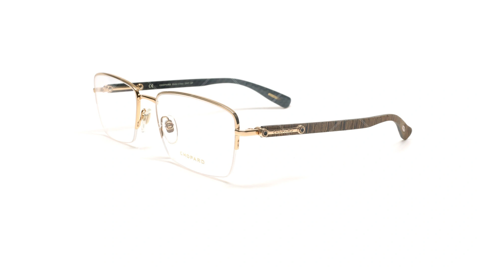عینک طبی زیر گریف دسته چوبی شوپارد - CHOPARD VCHB54 - عکاسی وحدت - عکس زاویه سه رخ
