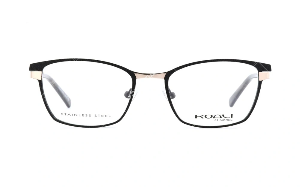 عینک طبی گربه ای کوالی - KOALI 20033K - رنگ مشکی وطلایی- اپتیک وحدت -زاویه روبرو