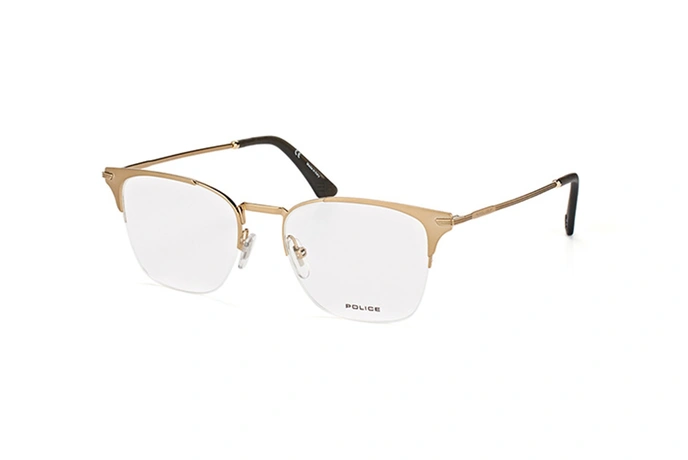 عینک طبی زیرگریف پلیس - رنگ طلایی - اپتیک وحدت - عکس از زاویه سه رخ