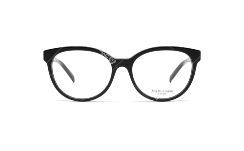 عینک طبی بیضی شکل طرح گربه ای آناهیکمن - دسته دو رو - رنگ مشکی - عکاسی وحدت - زاویه رو به رو