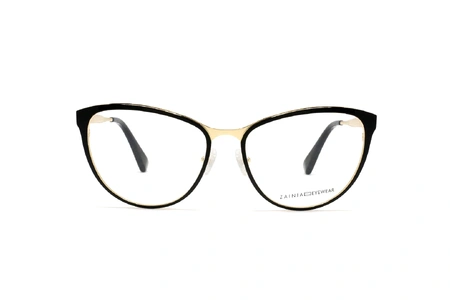 عینک طبی گربه ای مشکی طلایی زینیا - عکاسی وحدت - زاویه رو به رو