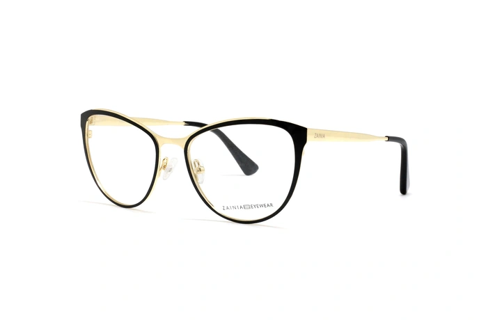 عینک طبی گربه ای مشکی طلایی زینیا - عکاسی وحدت - زاویه سه رخ