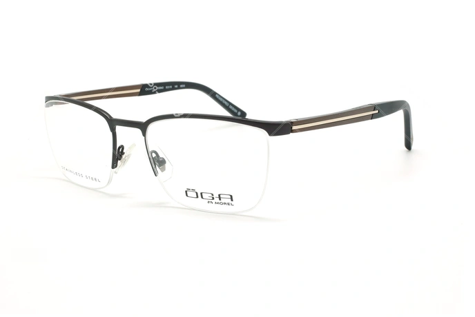 عینک طبی زیرگریف  اگا - OGA 10054O - مشکی قهوه ای - عکاسی وحدت - زاویه سه رخ