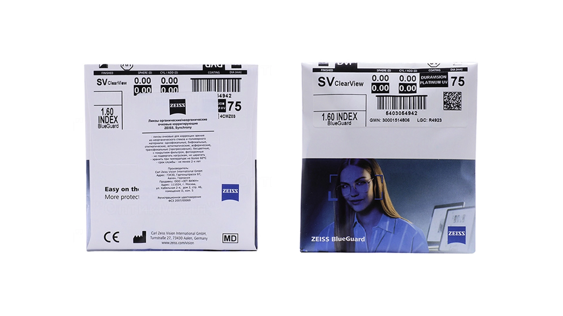 عدسی زایس بلوگارد نیمه فشرده - Zeiss BlueGaurd 1.60 - زایس بلوگارد 1.60