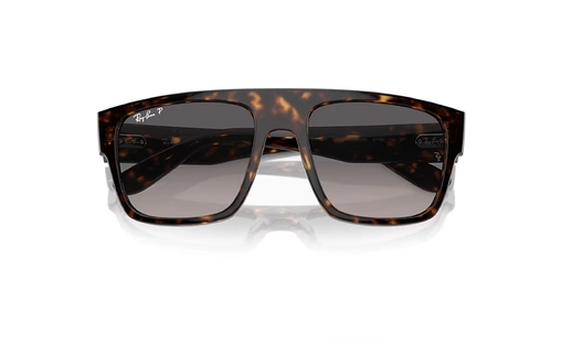 عینک آفتابی پلاریزه ری بن مدل DRIFTER polarized RB0360S - فریم قهوه ای هاوانا و عدسی خاکستری - عکس از زاویه بسته عینک