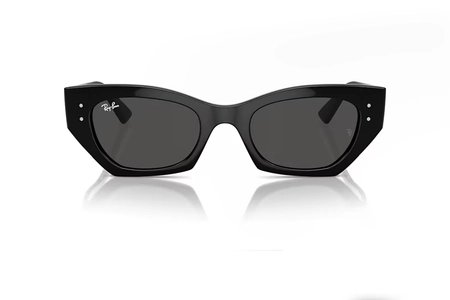 عینک آفتابی کائوچویی ری بن مدل ZENA BIO BASEDD RB4430 - فریم کائوچویی گربه ای زاویه ای دار مشکی به همراه عدسی خاکستری تیره - عکس از زاویه روبرو