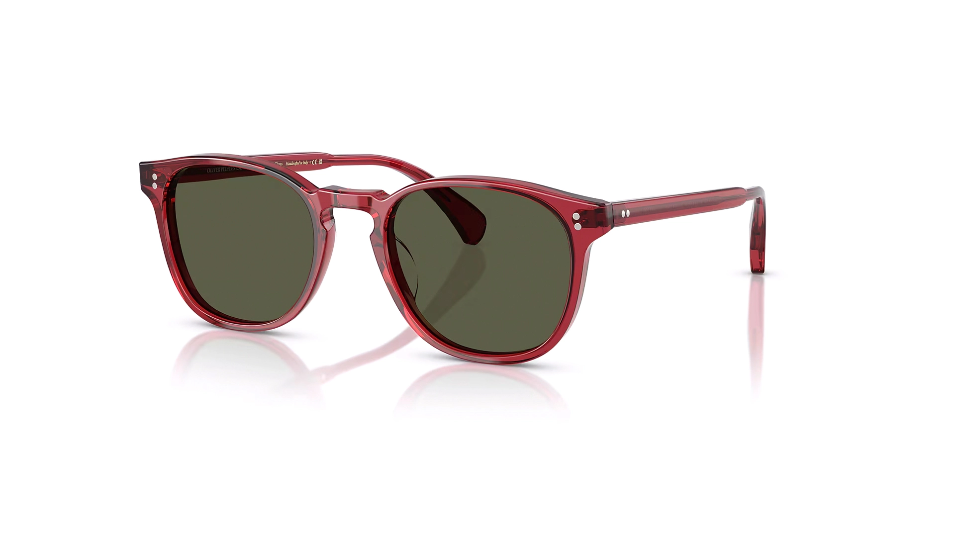 عینک آفتابی مربعی الیورپیپلز Oliver Peoples OV5298SU با بدنه قرمز و عدسی سبز - زاویه سه‌رخ