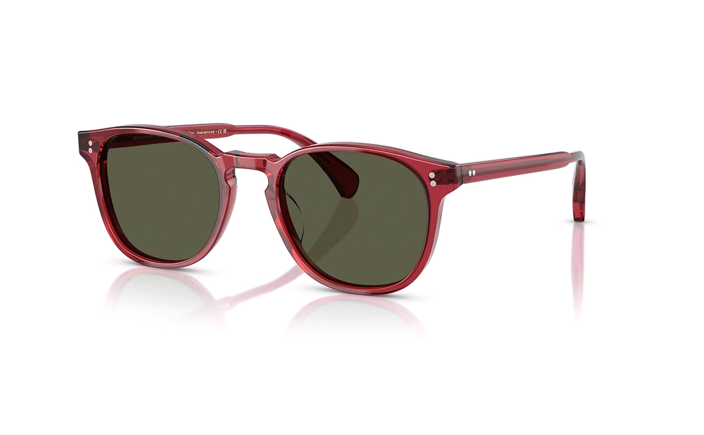 عینک آفتابی مربعی الیورپیپلز Oliver Peoples OV5298SU با بدنه قرمز و عدسی سبز - زاویه سه‌رخ