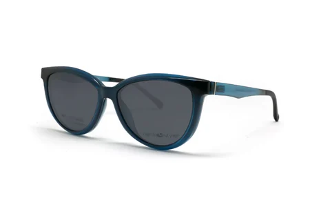 عینک طبی گربه‌ای با کاور آفتابی سنترواستایل رنگ آبی - زاویه سه‌رخ