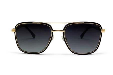 عینک آفتابی فلزی اوسه رنگ طلایی و مشکی با عدسی دودی - زاویه روبرو