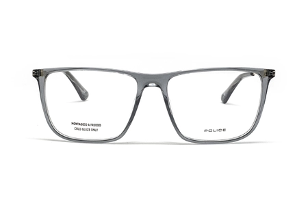 عینک طبی کائوچویی فلزی پلیس رنگ بدنه طوسی شفاف دسته طلایی - زاویه روبرو