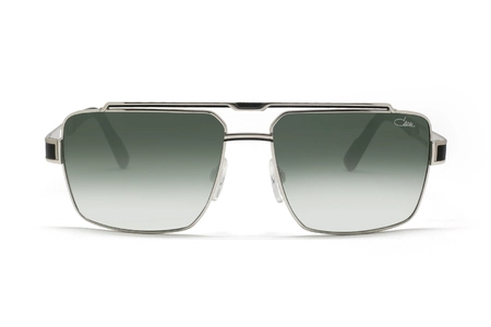 عینک آفتابی فلزی کازال - بدنه نقره ای مشکی عدسی سبز طیف دار - زاویه روبرو