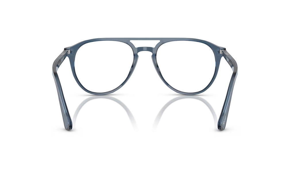 عینک طبی پرسول مدل پروفسور مدل PO3160V فریم کائوچویی آبی تیره و شفاف-عکس از زاویه داخلی عینک