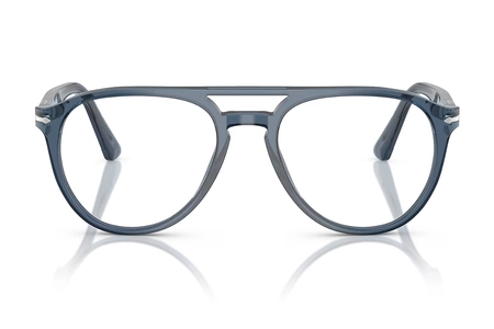 عینک طبی پرسول مدل پروفسور مدل PO3160V فریم کائوچویی آبی تیره و شفاف-عکس از زاویه روبرو