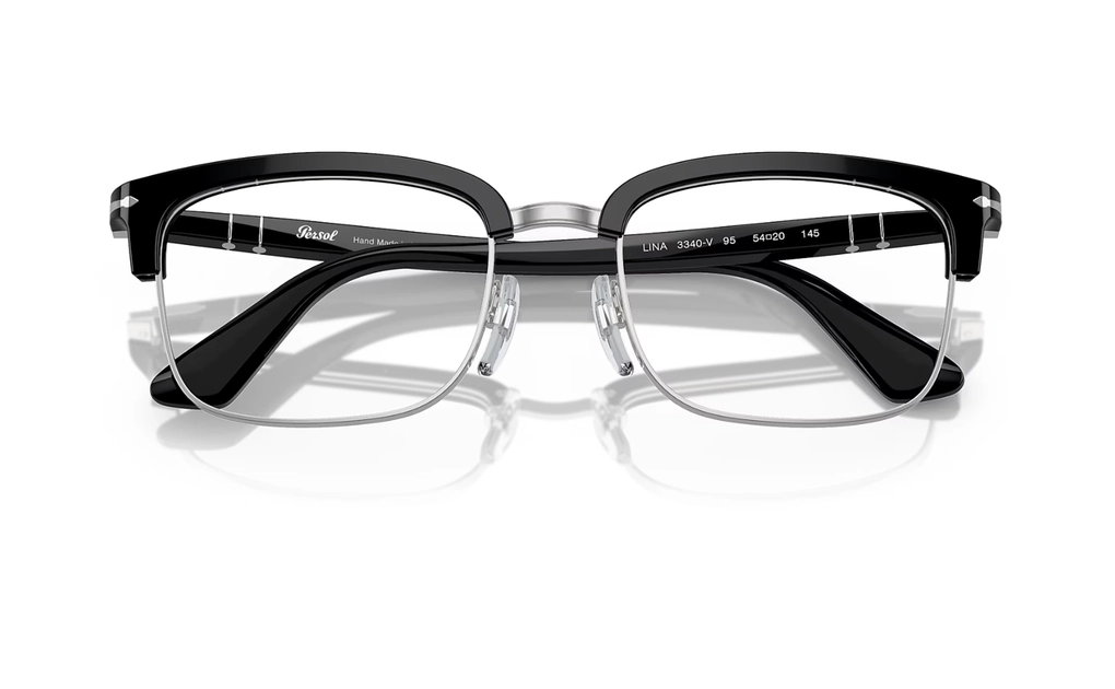 عینک طبی مدل لینا پرسول PO3340V فریم کائوچویی مشکی-عکس از زاویه بسته عینک