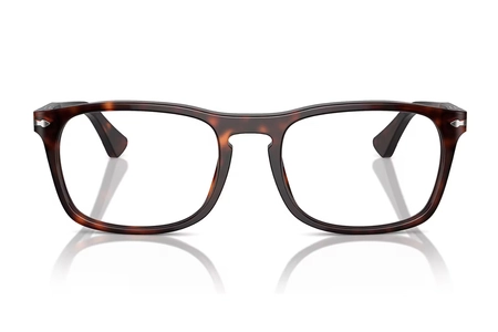 عینک طبی پرسول مدل po3344v فریم کائوچویی مستطیلی رنگ قهوه ای هاوانا-عکس از زاویه روبرو