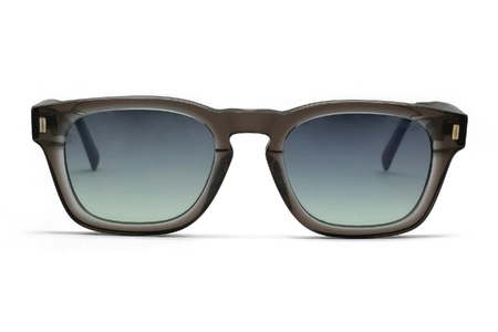 عینک آفتابی لومیر-فریم کائوچویی مربعی رنگ طوسی شفاف به همراه عدسی سبزآبی طیف دار-عکس از زاویه روبرو