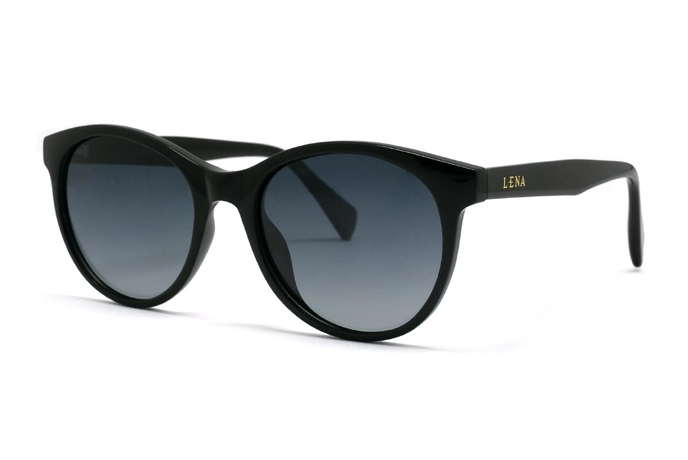 عینک آفتابی لنا فریم کائوچویی مشکی به همراه عدسی آبی تیره-عکس از زاویه سه رخ