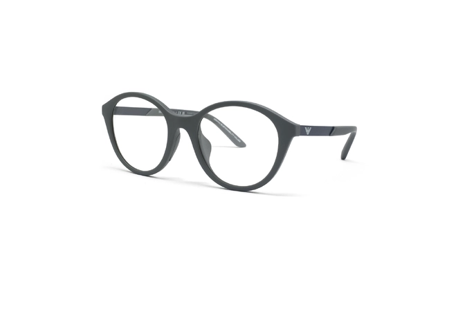 عینک طبی رویه دار بچه گانه امپریو آرمانی-فریم گرد طوسی-عکس از زاویه سه رخ