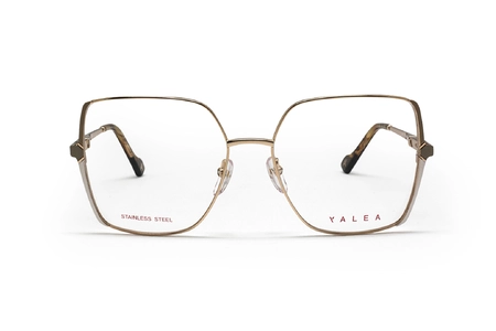 عینک طبی زنانه یاله آ YALEA مدل GERTY فلزی رنگ طلایی کرم و سفید -  زاویه روبرو
