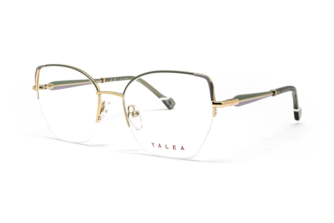 عینک طبی زنانه یاله آ YALEA مدل ZINAIDA فلزی رنگ طلایی سبز و بنفش - زاویه سه‌رخ