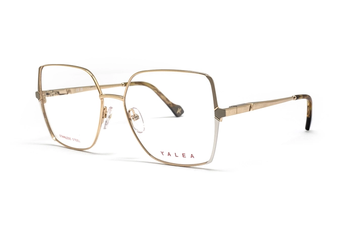 عینک طبی زنانه یاله آ YALEA مدل GERTY فلزی رنگ طلایی کرم و سفید -  زاویه سه‌رخ