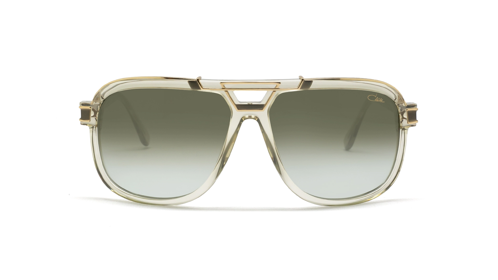 عینک آفتابی مردانه کازال cazal eyewear مدل mod 8044 رنگ بژ و طلایی با عدسی سبز طیف دار - زاویه روبرو