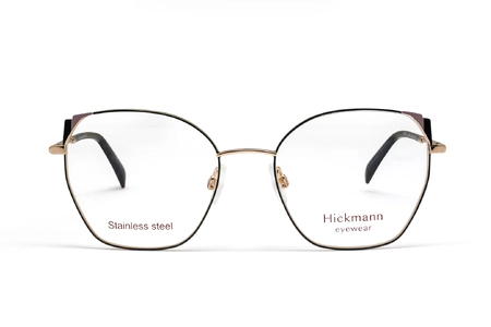 عینک طبی پروانه ای فلزی هیکمن با فریم رز گلد و مشکی  - عکس از زاویه روبرو