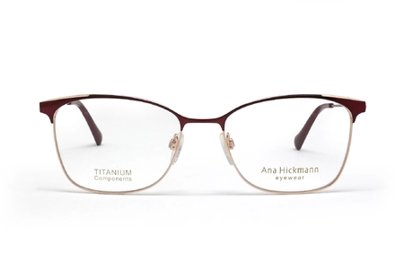 عینک طبی زنانه  آنا هیکمن با رنگ رزگلد و قرمز  - عکس از زاویه روبرو