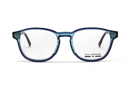 عینک طبی ایتالیانو ایندیپندنت با فریم مستطیل شکل کائوچویی آبی رنگ  - عکس از زاویه روبرو