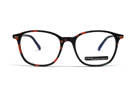 عینک طبی ایتالیانو ایندیپندنت با بدنه کائوچویی مشکی نارنجی-عکس از زاویه روبرو رخ