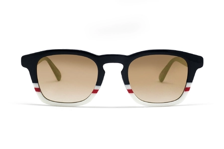 عینک آفتابی ایتالیانو ایندیپندنت کائوچویی آبی، سفید، قرمز رنگ با عدسی قهوه ای جیوه ای - عکس از زاویه روبرو