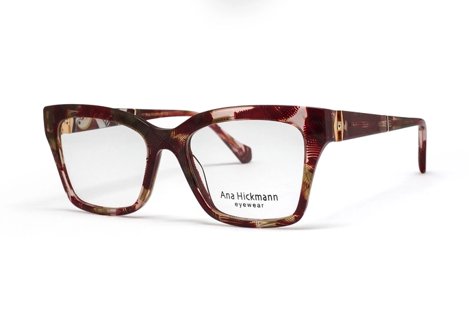 عینک طبی پروانه ای کائوچویی آنا هیکمن با فریم قهوه ای هاوانا  - عکس از زاویه سه رخ