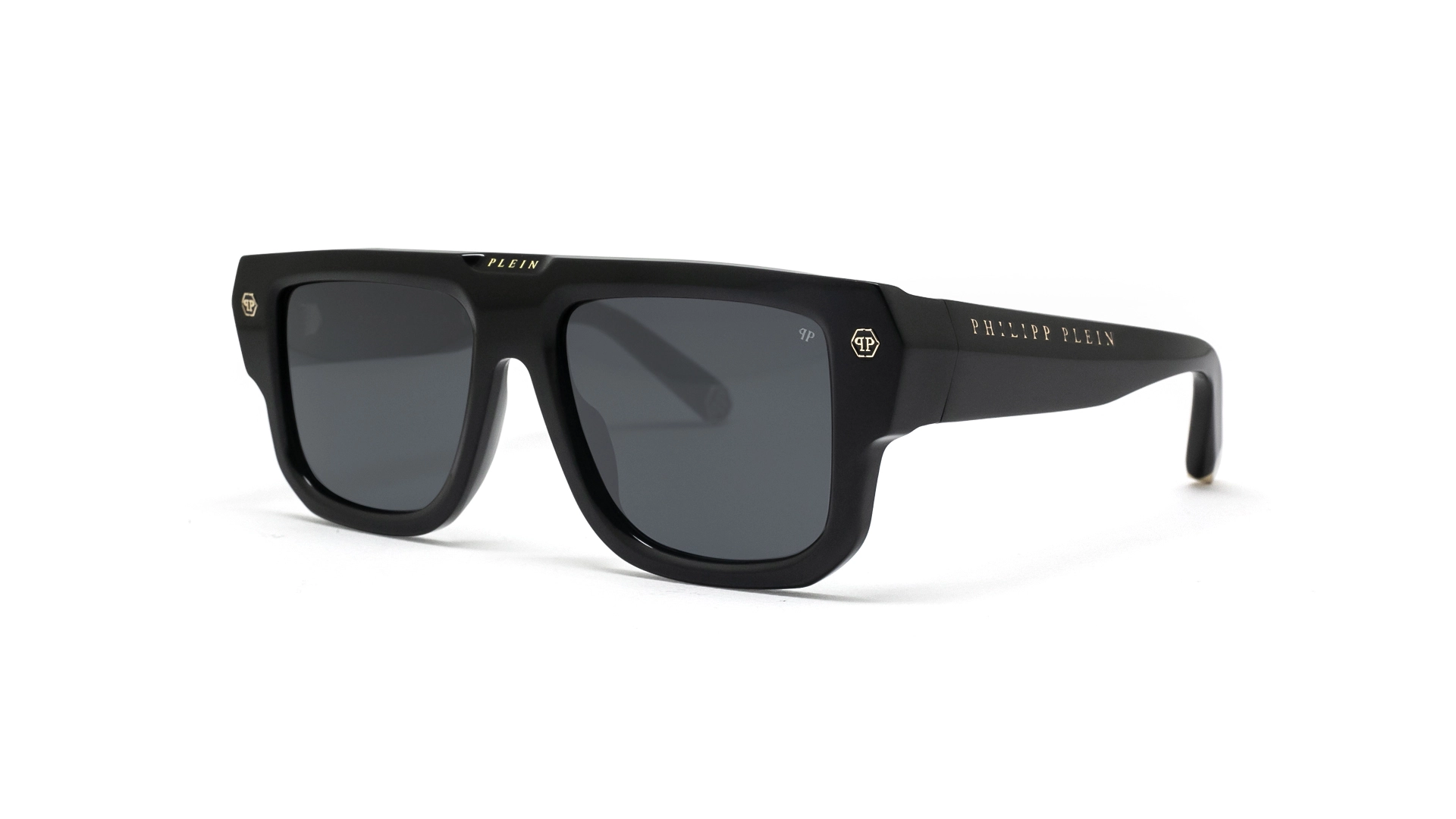 عینک آفتابی فیلیپ پلین Philipp plein SPP179 بدنه مشکی و عدسی دودی - زاویه سه‌رخ