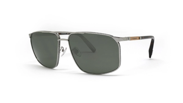 عینک آفتابی مردانه شوپارد Chopard SCHL52 با بدنه نقره ای و عدسی سبز - زاویه سه‌رخ