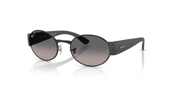 عینک آفتابی بیضی پلاریزه ریبن مدل Rayban RB3770 یونیسکس با بدنه دودی و طوسی با عدسی خاکستری طیف دار -  زاویه سه‌رخ