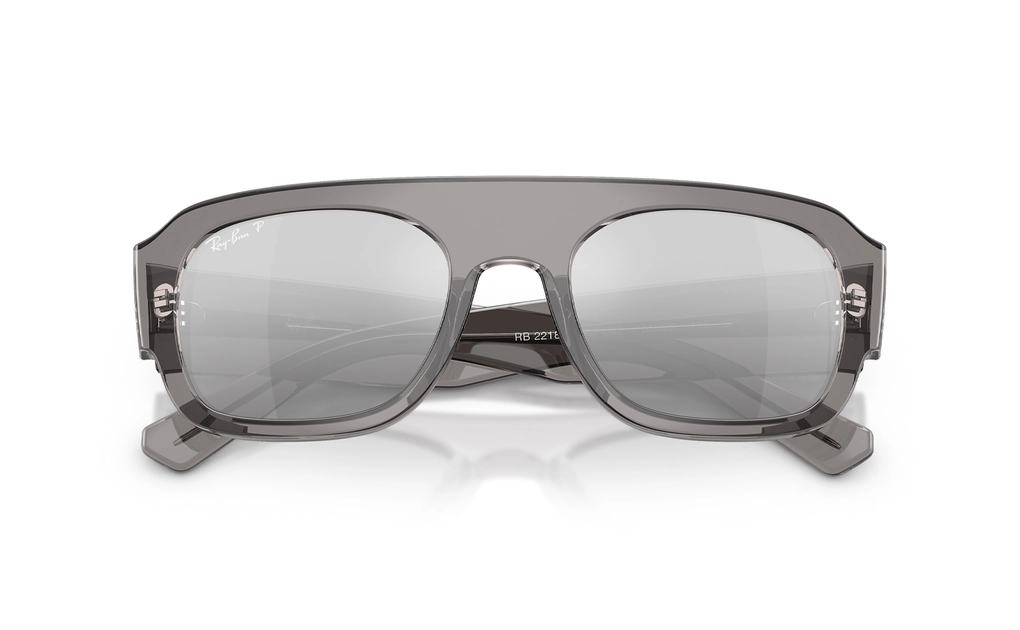 عینک آفتابی پلاریزه ریبن RayBan RB2218 رنگ طوسی شیشه‌ای و عدسی خاکستری آینه‌ای - زاویه بالا