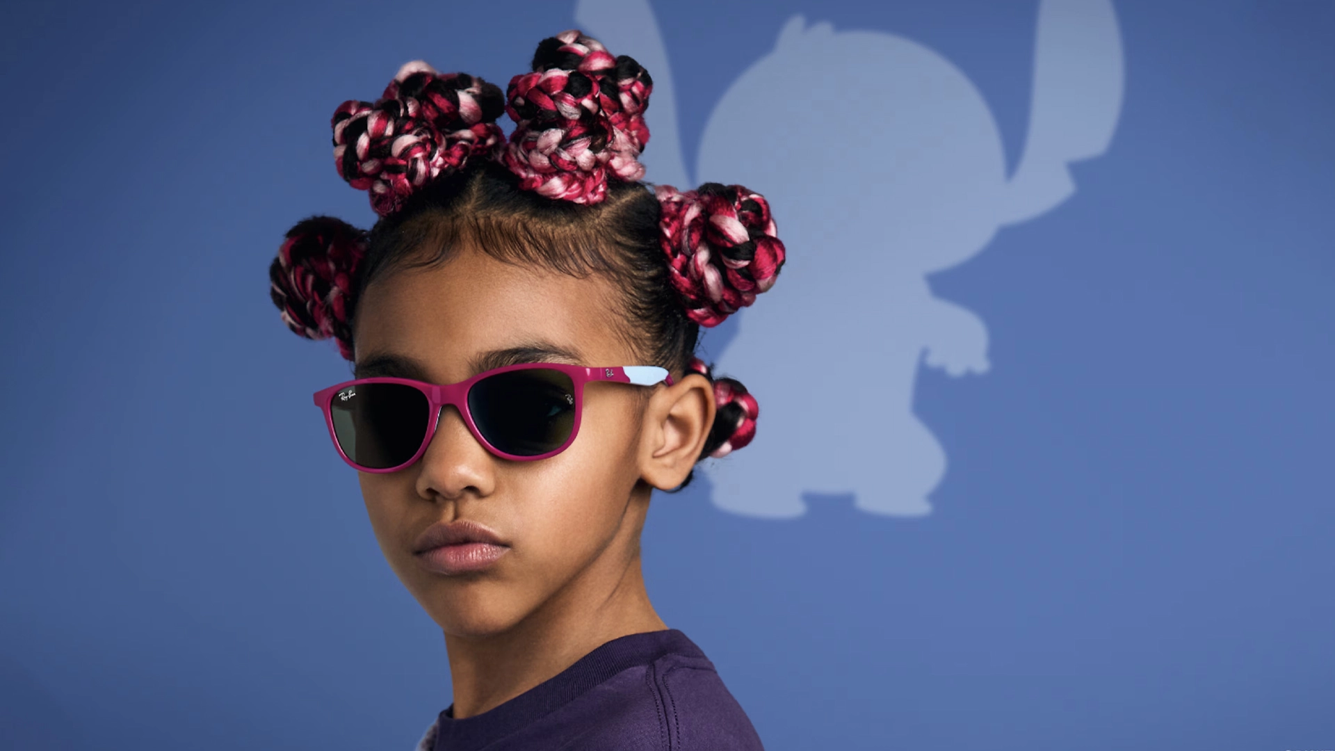 عینک آفتابی کودک و نوجوان ریبن RayBan RJ9077 | Disney رنگ سرخابی و آبی با عدسی سبز