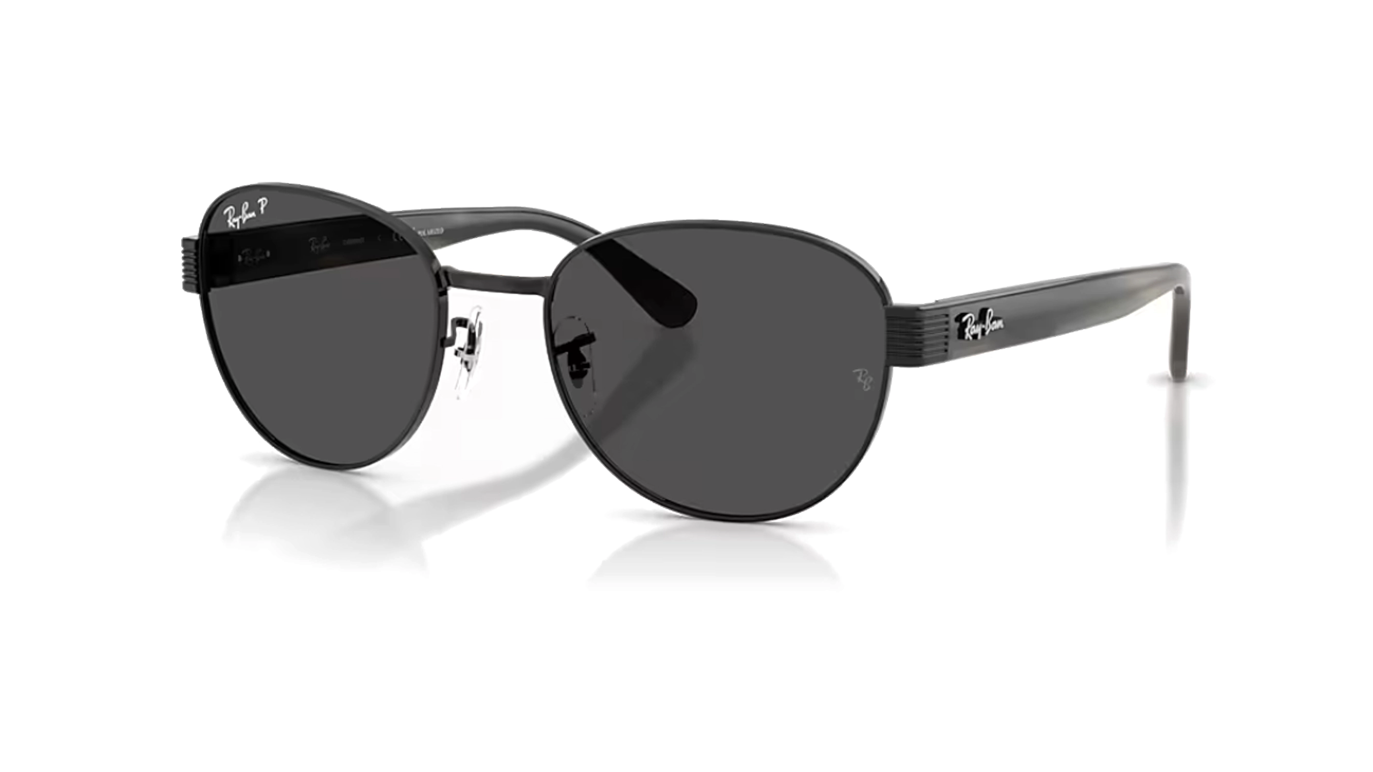 عینک آفتابی ری بن پلاریزه مدل Ray-Ban RB3766C-فریم فلزی مربعی با زوایای نرم دودی به همراه عدسی دودی-عکس از زاویه سه رخ